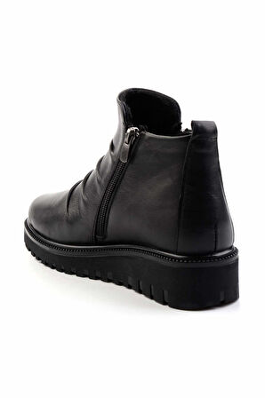 Siyah Hakiki Deri Kadın Bot & Bootie K02045001603