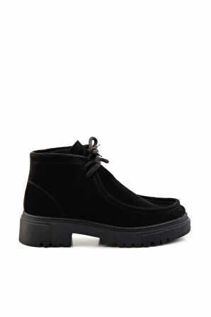 Siyah Süet Hakiki Deri Kadın Bot & Bootie K02041200502
