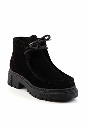 Siyah Süet Hakiki Deri Kadın Bot & Bootie K02041200502