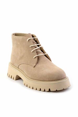 Bej Süet Hakiki Deri Kadın Bot & Bootie K02044001902