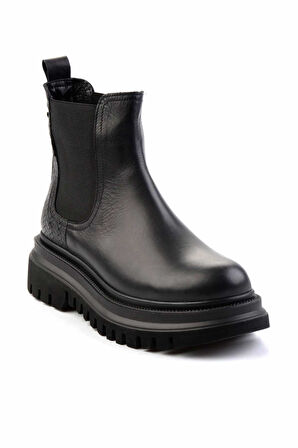 Siyah Siyah Örgü Hakiki Deri Kadın Bot & Bootie K02040313003