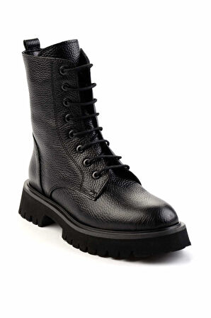 Siyah Rolax Hakiki Deri Kadın Bot & Bootie K02044002345