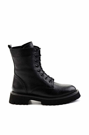 Siyah Rolax Hakiki Deri Kadın Bot & Bootie K02044002345