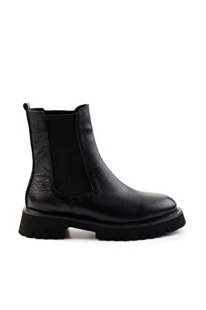 Siyah Rolax Hakiki Deri Kadın Bot & Bootie K02044001145