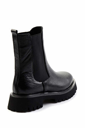 Siyah Rolax Hakiki Deri Kadın Bot & Bootie K02044001145