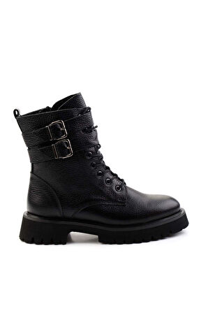 Siyah Rolax Hakiki Deri Kadın Bot & Bootie K02044001545