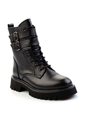 Siyah Rolax Hakiki Deri Kadın Bot & Bootie K02044001545