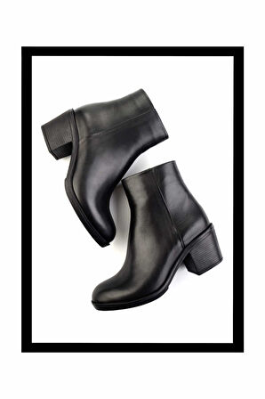 Siyah Hakiki Deri Kadın Bot & Bootie K02046010203