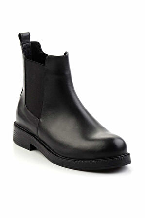 Siyah Hakiki Deri Kadın Bot & Bootie K02046010403