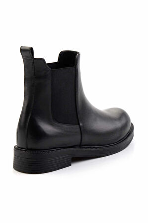 Siyah Hakiki Deri Kadın Bot & Bootie K02046010403