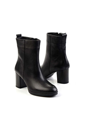 Siyah Hakiki Deri Kadın Bot & Bootie K02087752903
