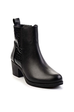 Siyah Hakiki Deri Kadın Bot & Bootie K02087753903