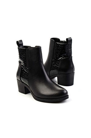 Siyah Hakiki Deri Kadın Bot & Bootie K02087753903