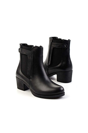 Siyah Hakiki Deri Kadın Bot & Bootie K02087754103