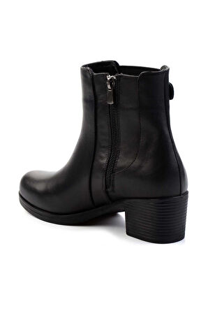Siyah Hakiki Deri Kadın Bot & Bootie K02087754103