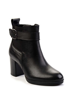 Siyah Hakiki Deri Kadın Bot & Bootie K02087756303