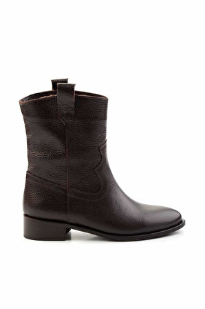 Kahve Hakiki Deri Kadın Bot & Bootie K02140437003