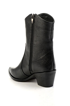 Siyah Hakiki Deri Kadın Bot & Bootie K02140000403