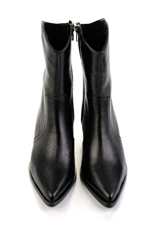 Siyah Hakiki Deri Kadın Bot & Bootie K02140000403