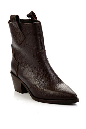 Kahve Hakiki Deri Kadın Bot & Bootie K02140000303