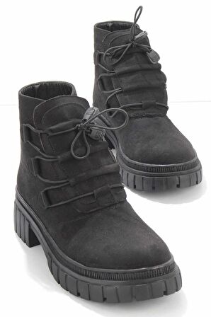 Bambi Siyah Süet  Kadın Bot & Bootie K02140071602