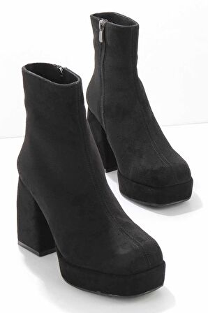 Bambi Siyah Süet  Kadın Bot & Bootie K02154170202