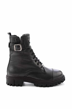 Bambi Siyah Hakiki Deri Kadın Bot & Bootie K02178001003