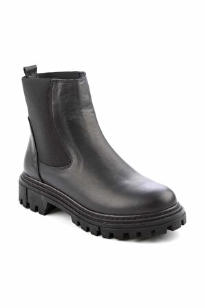 Bambi Siyah Hakiki Deri Kadın Bot & Bootie K02178001103