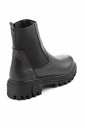 Bambi Siyah Hakiki Deri Kadın Bot & Bootie K02178001103