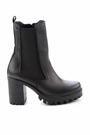Bambi Siyah Hakiki Deri Kadın Bot & Bootie K02178500203
