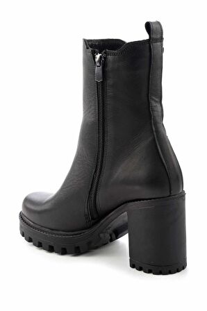 Bambi Siyah Hakiki Deri Kadın Bot & Bootie K02178500203