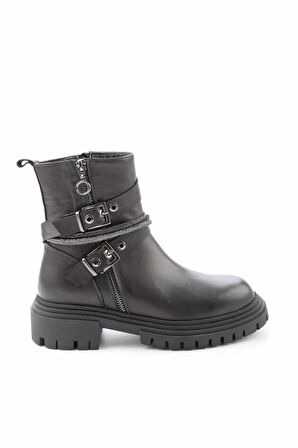 Bambi Siyah Hakiki Deri Kadın Bot & Bootie K02177101603
