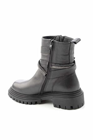 Bambi Siyah Hakiki Deri Kadın Bot & Bootie K02177101603