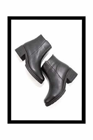 Siyah Hakiki Deri Kadın Bot & Bootie K02178001503