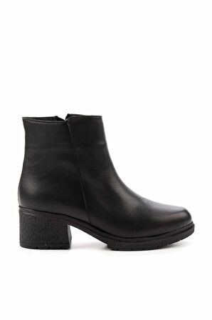 Siyah Hakiki Deri Kadın Bot & Bootie K02178001503