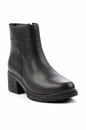 Siyah Hakiki Deri Kadın Bot & Bootie K02178001503