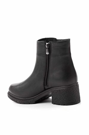 Siyah Hakiki Deri Kadın Bot & Bootie K02178001503