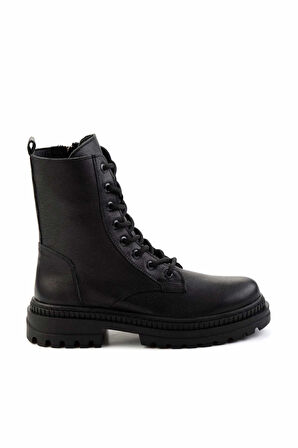 Siyah Hakiki Deri Kadın Bot & Bootie K02179752203