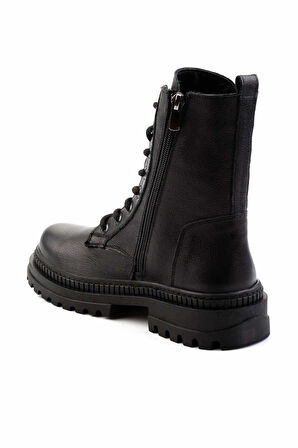 Siyah Hakiki Deri Kadın Bot & Bootie K02179752203