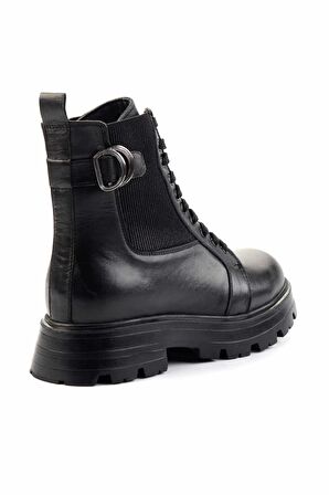 Siyah Hakiki Deri Kadın Bot & Bootie K02180034003
