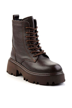 Kahve Hakiki Deri Kadın Bot & Bootie K02192187003