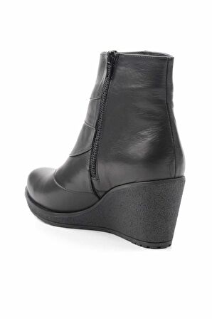 Siyah Hakiki Deri Kadın Bot & Bootie K02195101803