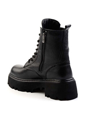 Siyah Hakiki Deri Kadın Bot & Bootie K02192187003