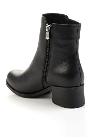 Siyah Hakiki Deri Kadın Bot & Bootie K02208022003