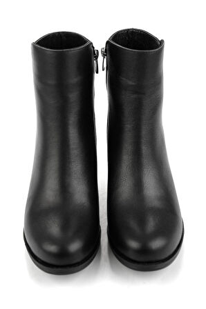 Siyah Hakiki Deri Kadın Bot & Bootie K02208022003