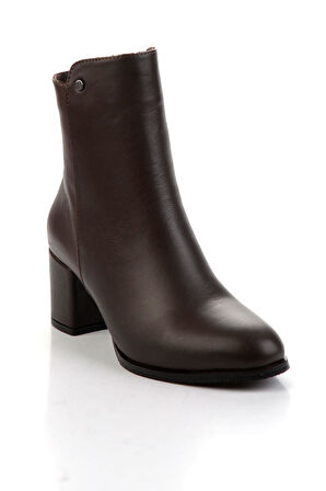 Kahve Hakiki Deri Kadın Bot & Bootie K02208020903