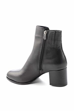 Bambi Siyah Hakiki Deri Kadın Bot & Bootie K02208020503