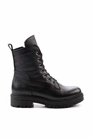 Siyah Hakiki Deri Kadın Bot & Bootie K02208020703