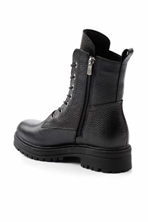 Siyah Hakiki Deri Kadın Bot & Bootie K02208020703