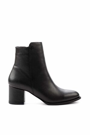 Siyah Hakiki Deri Kadın Bot & Bootie K02208020903
